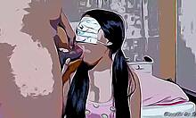 Junge Stiefschwester von Eis gelockt und grob von hinten Sex in Hentai Cartoon